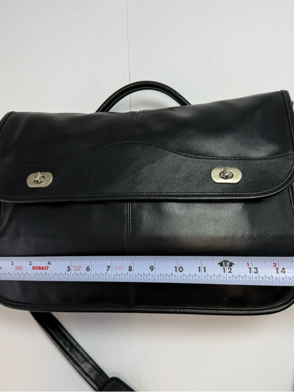 SOREN Black Leather Messenger Bag Briefcase Laptop Crossbody Work Bag EUC